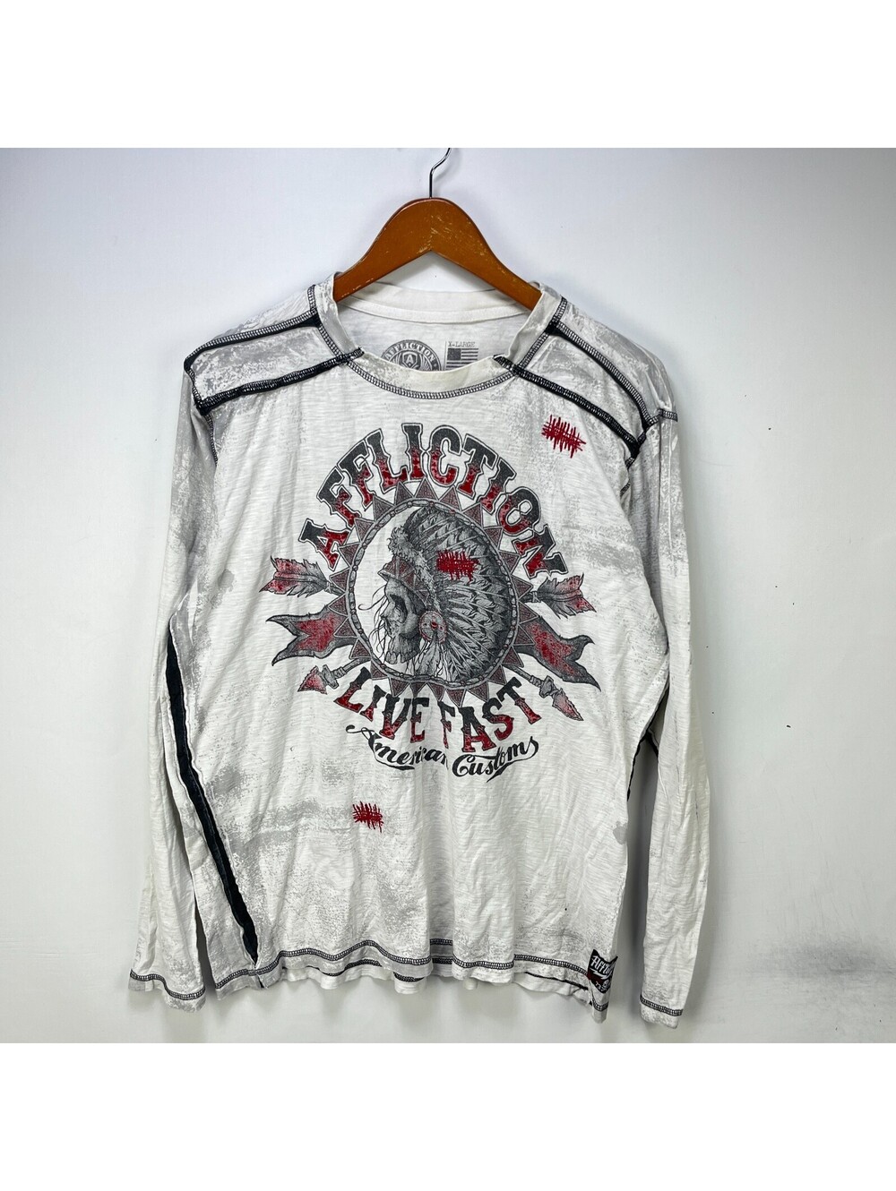 Vintage Affliction Skull Native Shirt XL Longsleeve